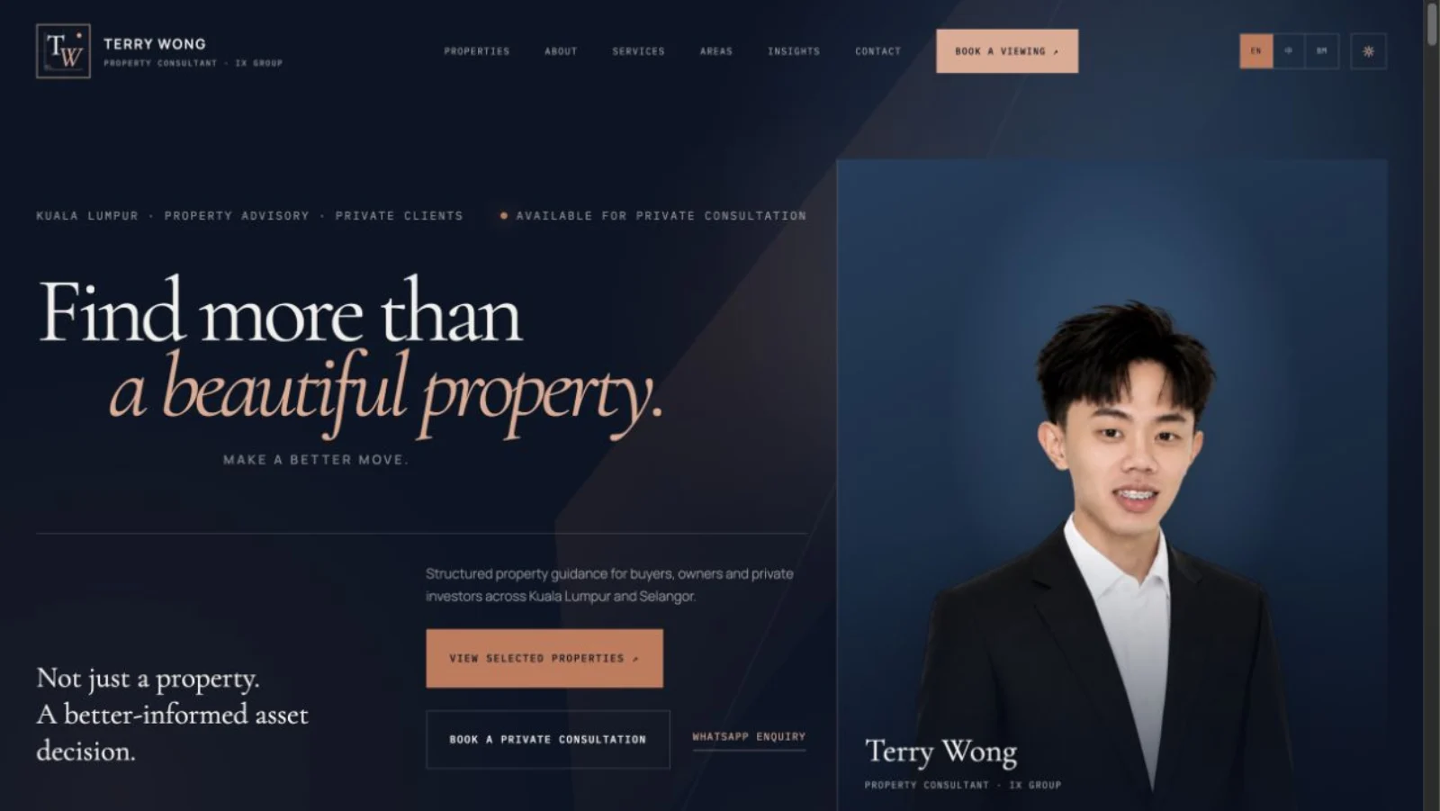 Quiet Prestige property advisory website preview